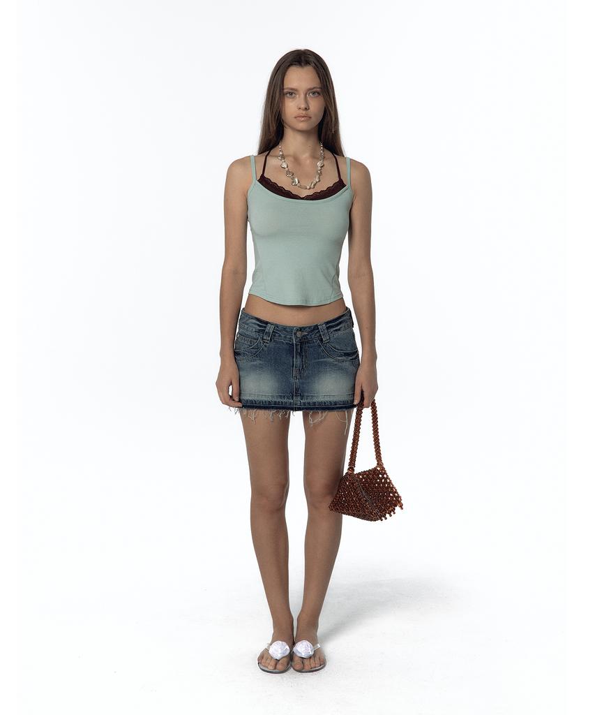 Kasiko Split Pocket Denim Skirt Blue