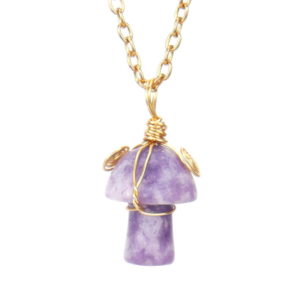 Hand-Woven Crystal Agate Small Mushroom Pendant Necklace Jewelry Diy Jewelry Accessories N584 pure natural лиловый