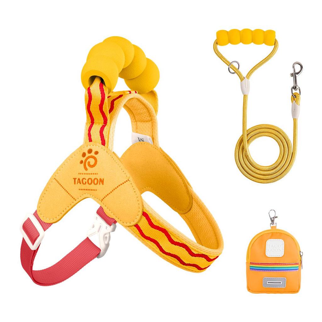 Dopamine Colored Dog Harness & Leash with Cloud Sponge Handle