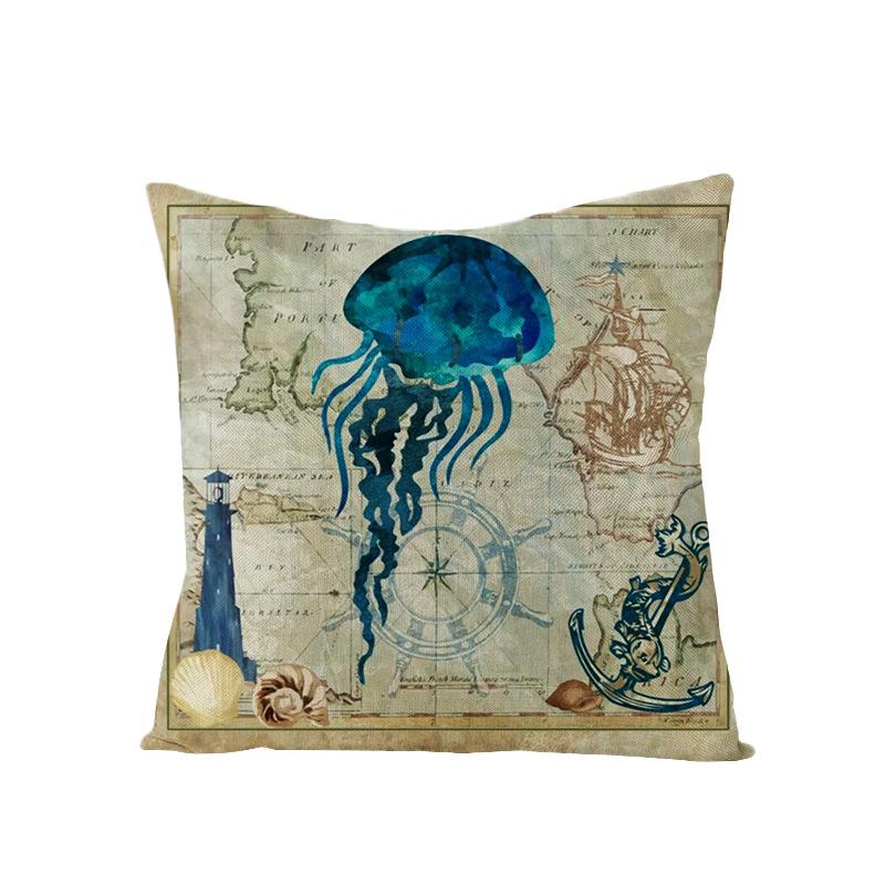Home Marine Life Polyester Printed Pillow Case Combination Car Pillow Cushion Cover