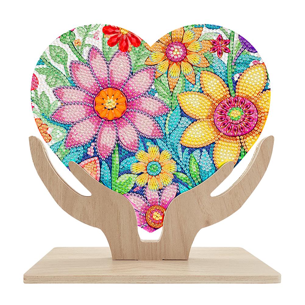 Wooden Flower Diamond Painting Tabletop Ornaments Kit Butterfly 5D DIY Diamond Art Tabletop Decorations for Home Office Decor