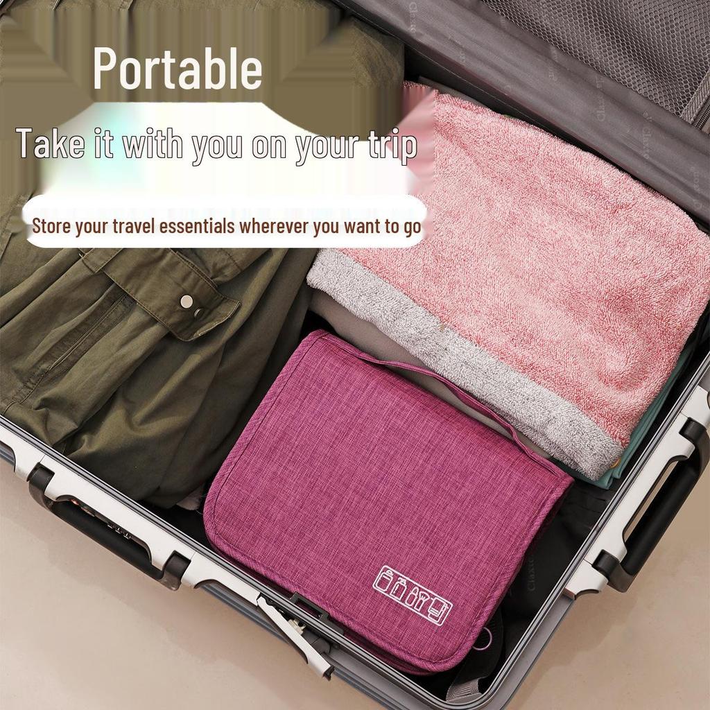 Hanging Travel Toiletry & Cosmetic Bag - Portable Wet/Dry Separation with Hook