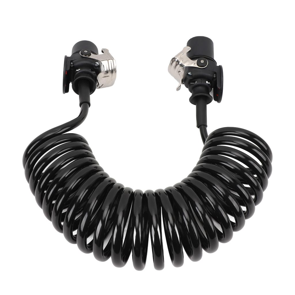 7 Way Coiled Trailer Cord Enhanced Performance Water Resistant Dust Proof Electrical Power Coil Cable Wire for RV Towed Vehicle