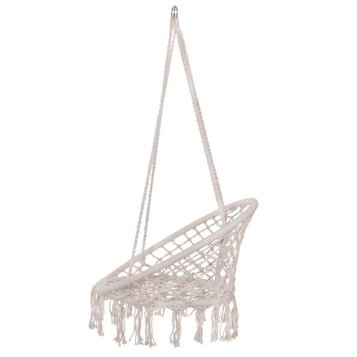 Balancelle Suspendue À Franges En Coton - SPRINGOS - Jardin - Robuste Et Confortable - Design Macramé