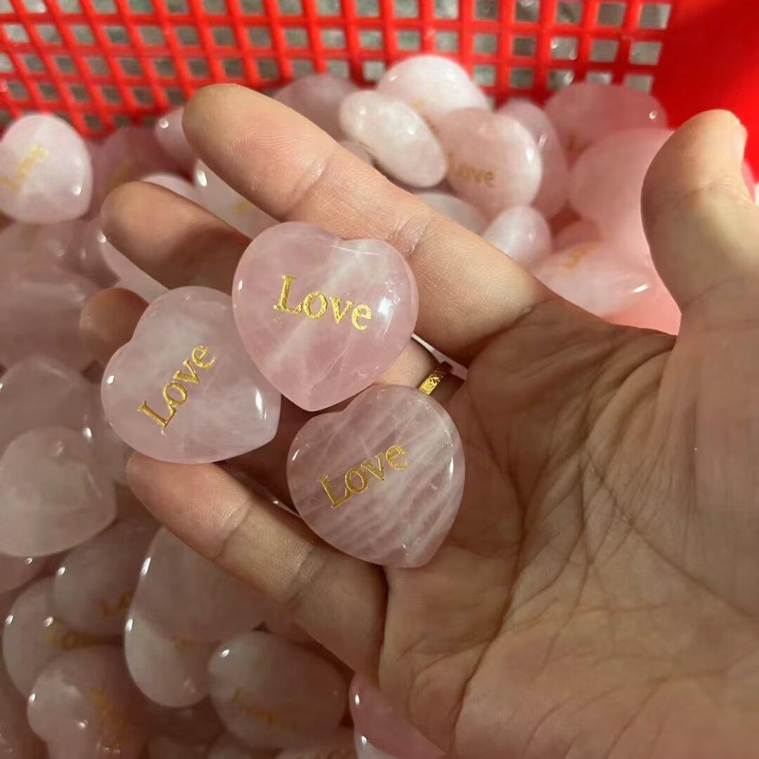 

Random1pcs Rose Quartz Heart Inspirational Stone Engraved Love Natural Pink Crystal Valentine s Day Gifts 3cm Random1pcs