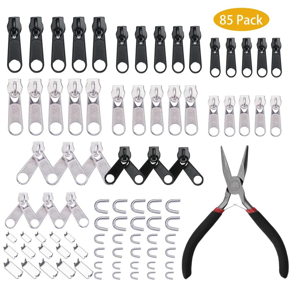85 Stück/Set Reißverschluss Reparaturset Einfache Reparatur Reißverschluss Schieberkopf Zipper Puller Verschluss Universalersatz Defekt/Tragbar Haushalt Abnehmbar