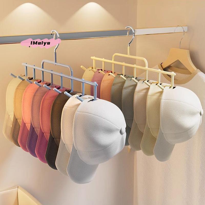 Wall-Mounted Baseball Cap Hanger Rack with Hooks Storage for 8 Hats Suitable for Dormitory Hat Storage Organizer
