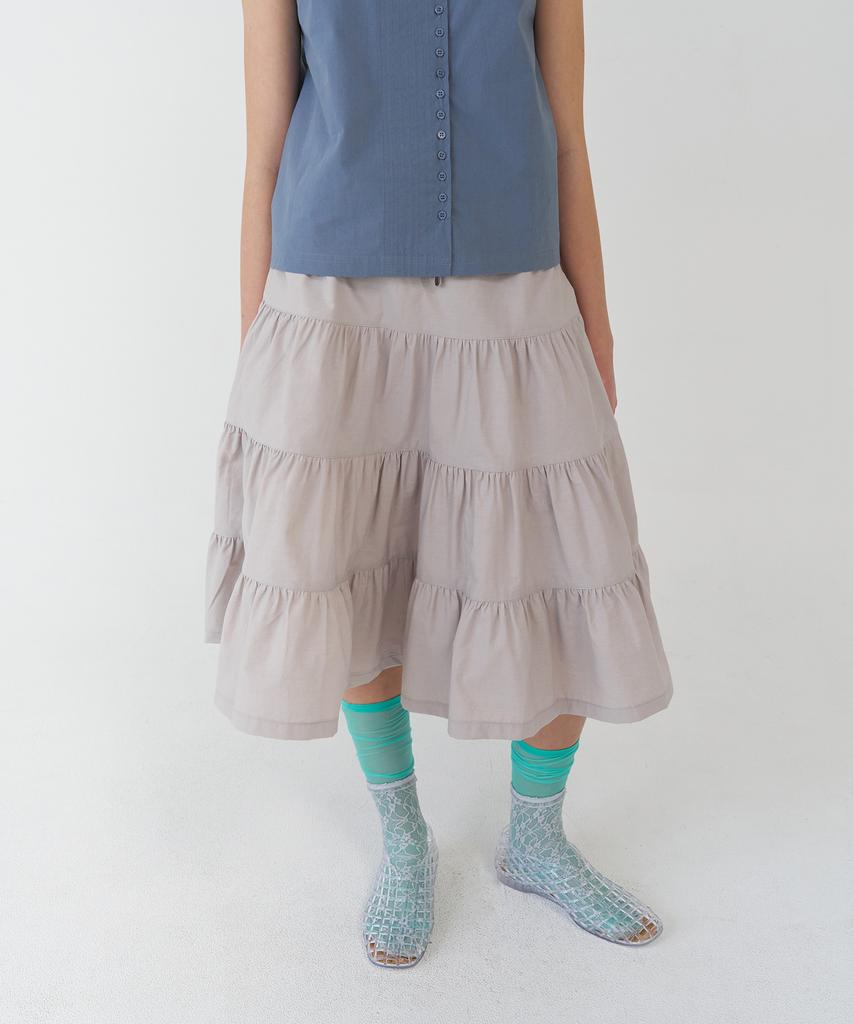 Pesto 3 Shirred Skirt Fog