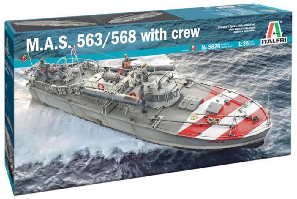 

Platz Italeri 1/35 Scale WWII Italian Torpedo Boat M.A.S. 563/568 with 6 Crew Figures, Plastic Model Kit IT5626 (Ship)