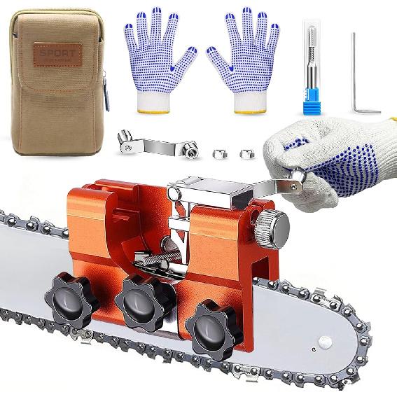 2025 Upgraded Chainsaw Sharpener with Tungsten Carbide Burr File, Hand-Cranked Chainsaw Sharpening Jig Kit, Chain Saw Sharpener Tool, Chainsaw Chain