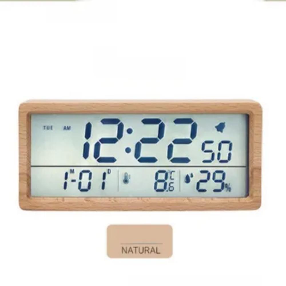 Realwood(Usbee) LCD Temperature and Humidity Alarm Clock
