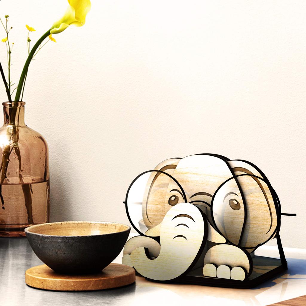Elephant Handmade Wooden Glasses Stand [mr. sheep]