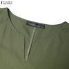 ZANZEA Lässiges, langes Kleid mit V-Ausschnitt und 3/4-Ärmeln für Damen