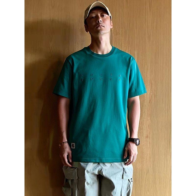 American Vintage 300G Heavy High Weight Cotton Embroidery T-shirt Men's Short Sleeve Bottoming Foreign Trade Men's Cotton T-shirt