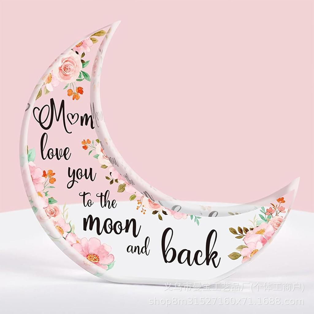 1 Piece Moon Shaped Acrylic Desktop Decoration Engraved Acrylic Ornament  Creative Design, Suitable for Festivals Birthday Gifts