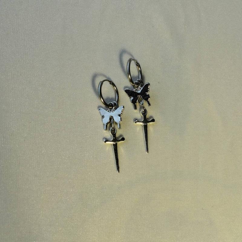 Gothic Butterfly Dagger Earrings