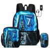 Ronaldo 3 Pcs Set School Bags Backpack with USB Interface CR Football Star Shoulder Bag Football Sports Pencil Bag Kids Rucksack