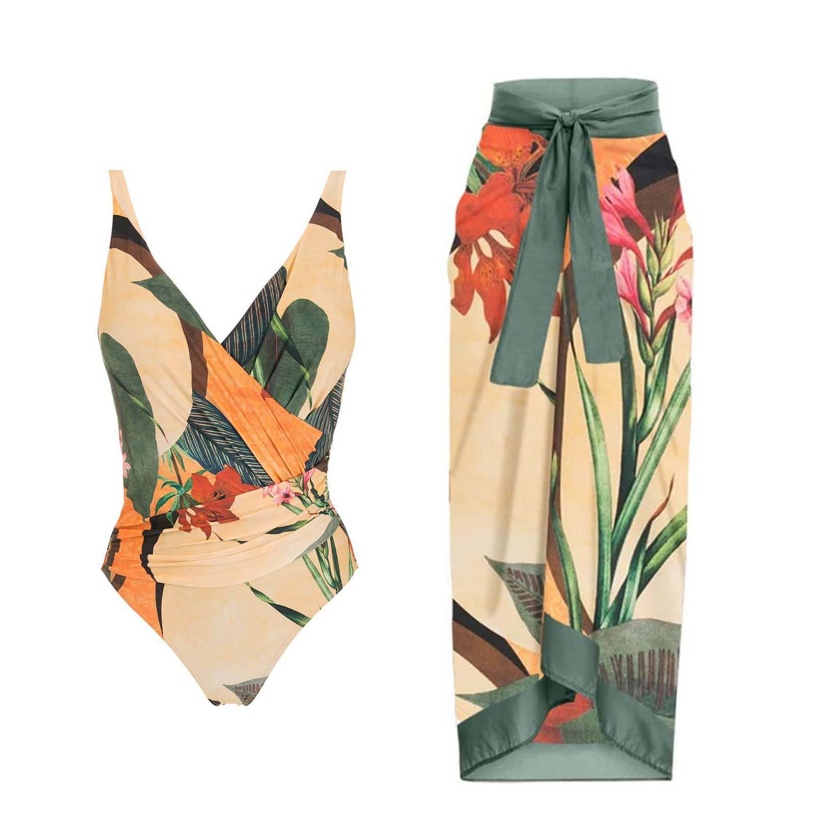 

2024 European & American Slimming Retro One-Piece Swimsuit for Beach & Hot Springs M