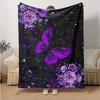 1pc Purple Butterfly & Flowers Galaxy Tapestry Wall Hanging Home Decor, Couch Throw Blanket, Outdoor Blanket .W065