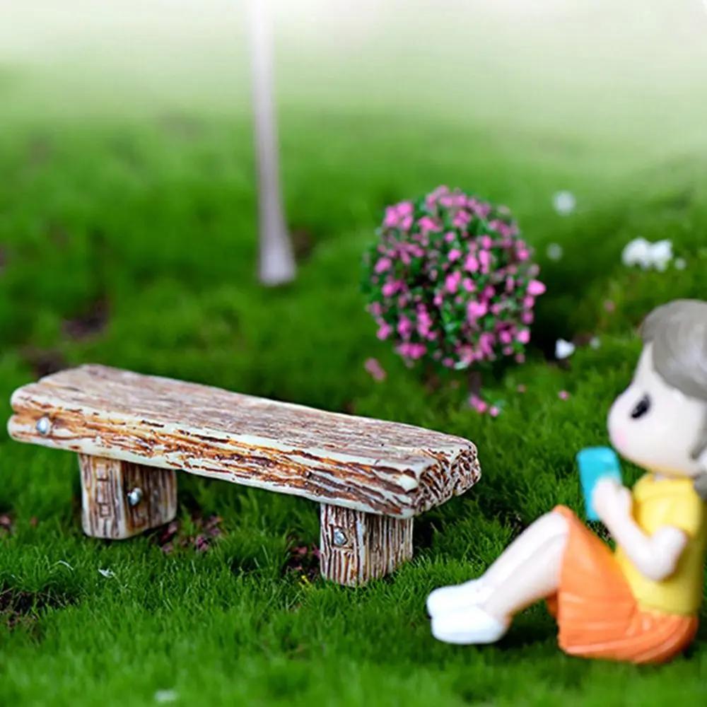 Decorazioni per la Casa Bambole Statuette Mini Sedia di Legno Giardino delle Fate Panchina Romantica Sedie Miniatura Coppia Succulente Bonsai Ornamenti