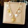 316L Stainless Steel Yellow White Rope Chain Sun Face Moon Tortoise Pendant Necklace 18k Gold Plated Waterproof Jewelry