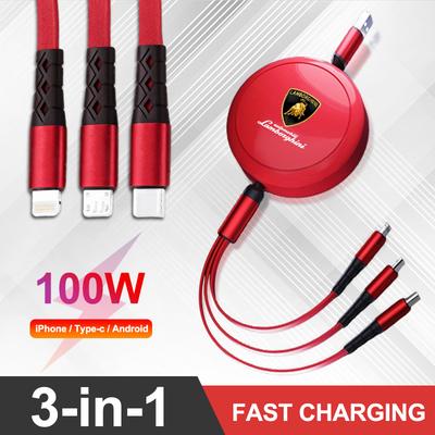 3-in-1 Interface Cable Type C Micro USB Fast Charging For Lamborghini Urus Huracan Aventador Premium Interior Auto Accessories