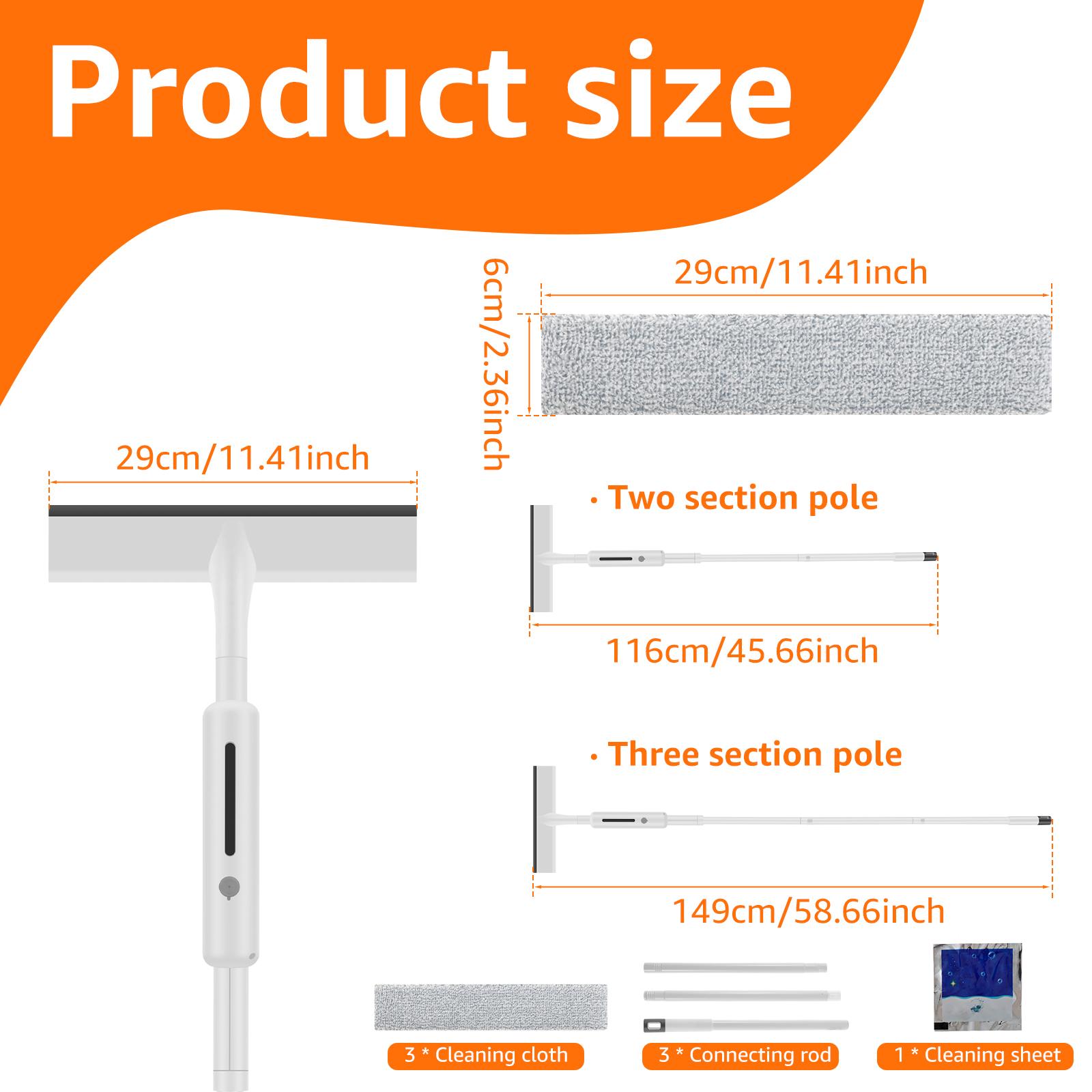 

Щетка для мытья окон 2 в 1, телескопическая, 145 см, длинная ручка, скребок для мытья стекол, инструменты для чистки с 3 сменными тряпками для чистки