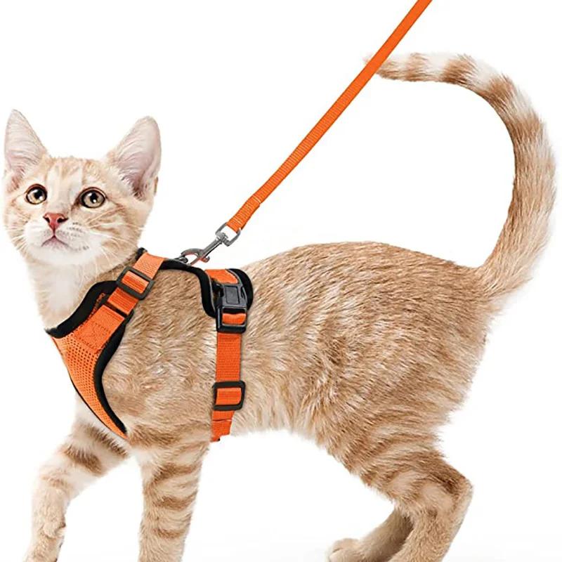 Summer Cat Dog Harness Lead Leash Adjustable Vest Polyester Mesh Breathable Harnesses Reflective for Small Dog Cat Lesah