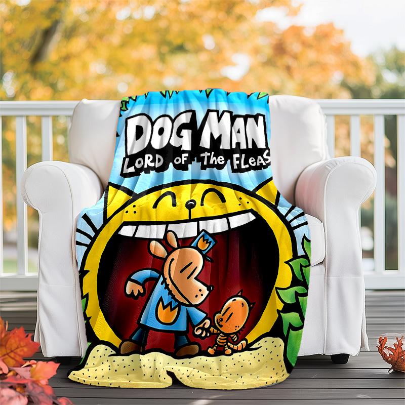 Dog man printed throw blanket—lightweight,soft,warm;versatile blanket for all seasons—perfect as &air-conditioning throw,nap blanket