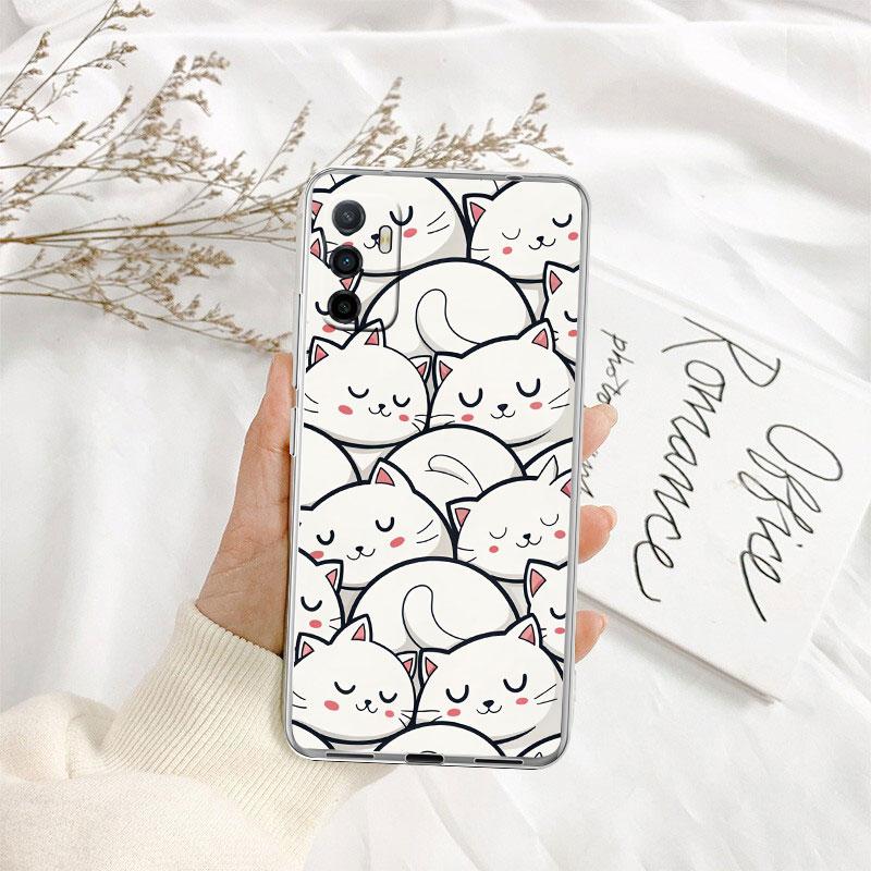 Cat Kitten Cute Transparent Phone Case for Samsung Galaxy A04 A04S A14 A23 A34 A54 M23 M33 M52 M53