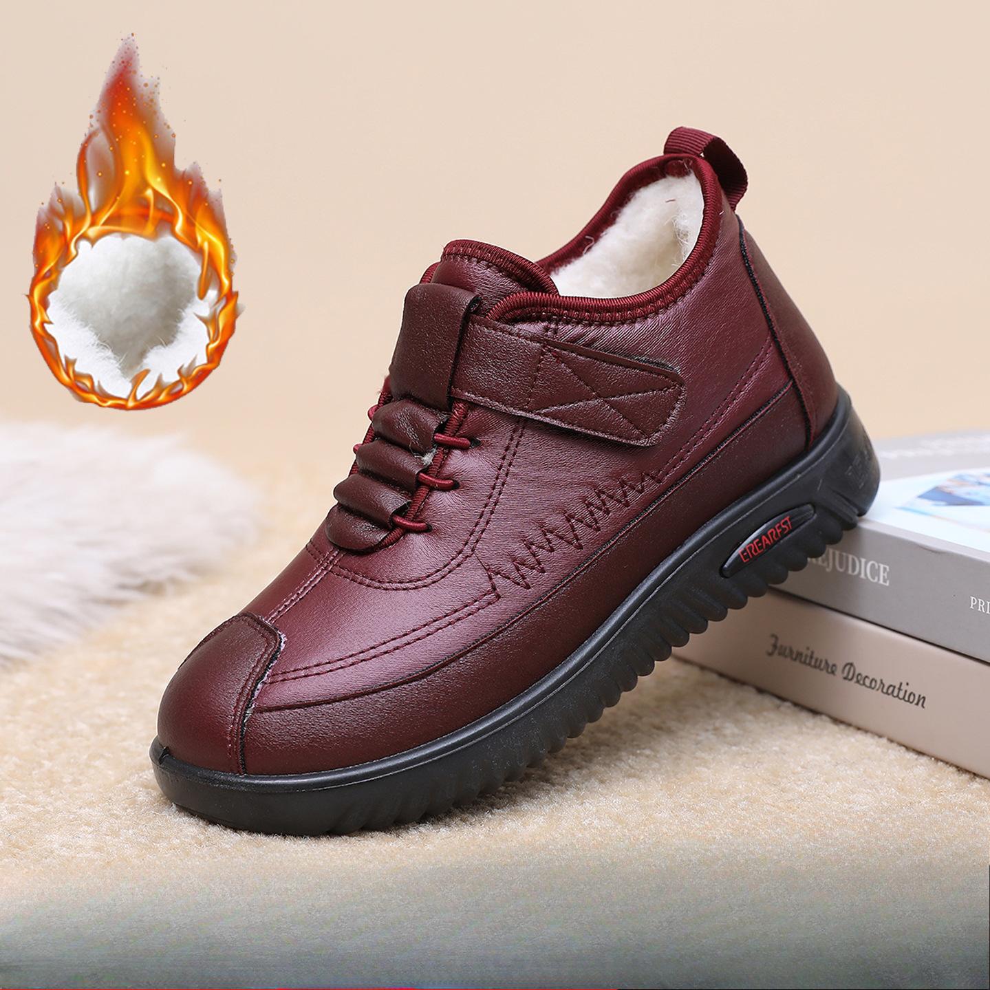 

Зимние женские хлопковые ботинки с утолщенным бархатом, теплые зимние ботинки для людей среднего и пожилого возраста, нескользящие хлопковые ботинки для мам 35