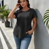 Women's Loose Fit Short Sleeve Casual T Shirt Asymmetric Hem Button Detail Lightweight Soft Fabric Comfortable Everyday Wear