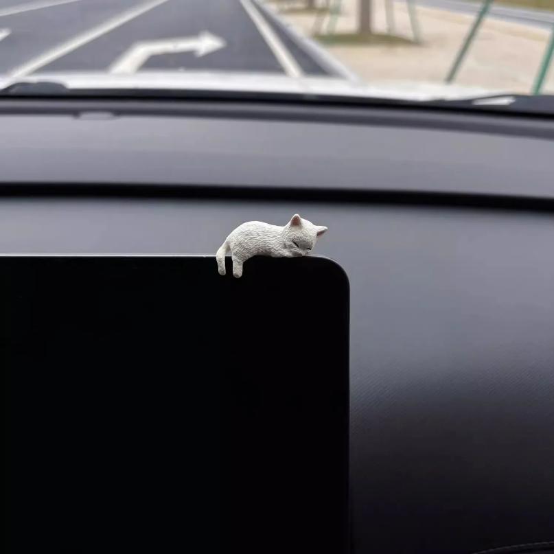 5 uds. Decoración de Gatito Lindo Muñeca Creativa de Gato Durmiendo Adornos para Pantalla de Automóvil Juguetes Decoración de Micro Paisaje de Gato Regalos