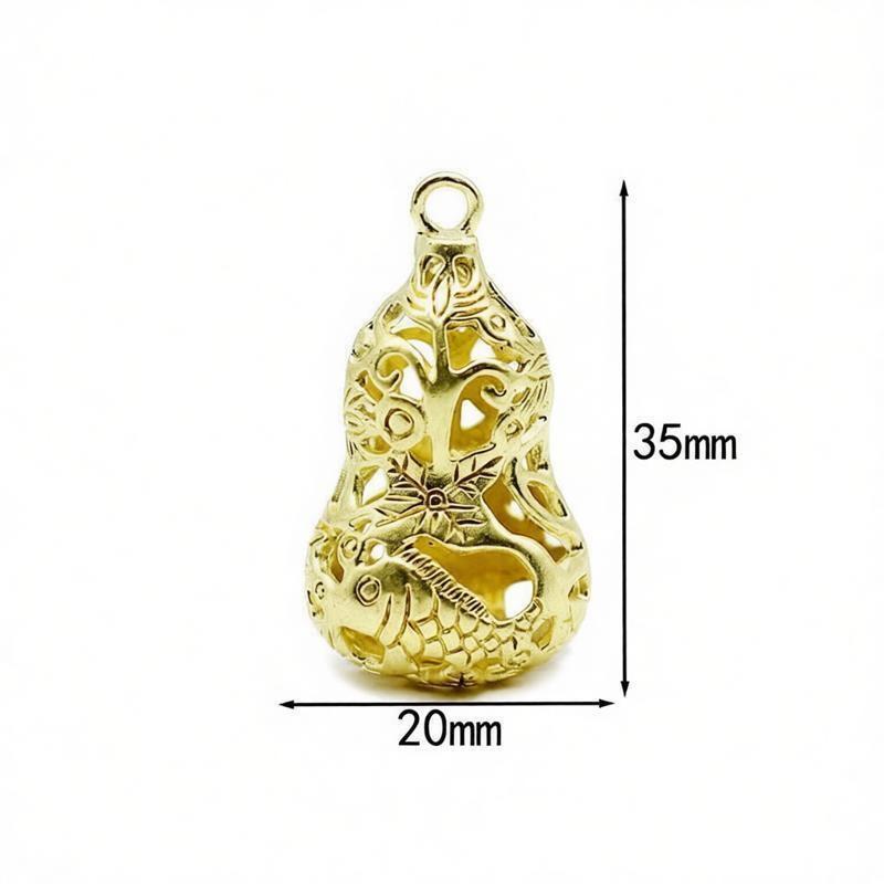 Retro Brass Hollow Gourd Diy Key Chain Lucky Pendant Brass Gluttonous Bell Car Small Pendant
