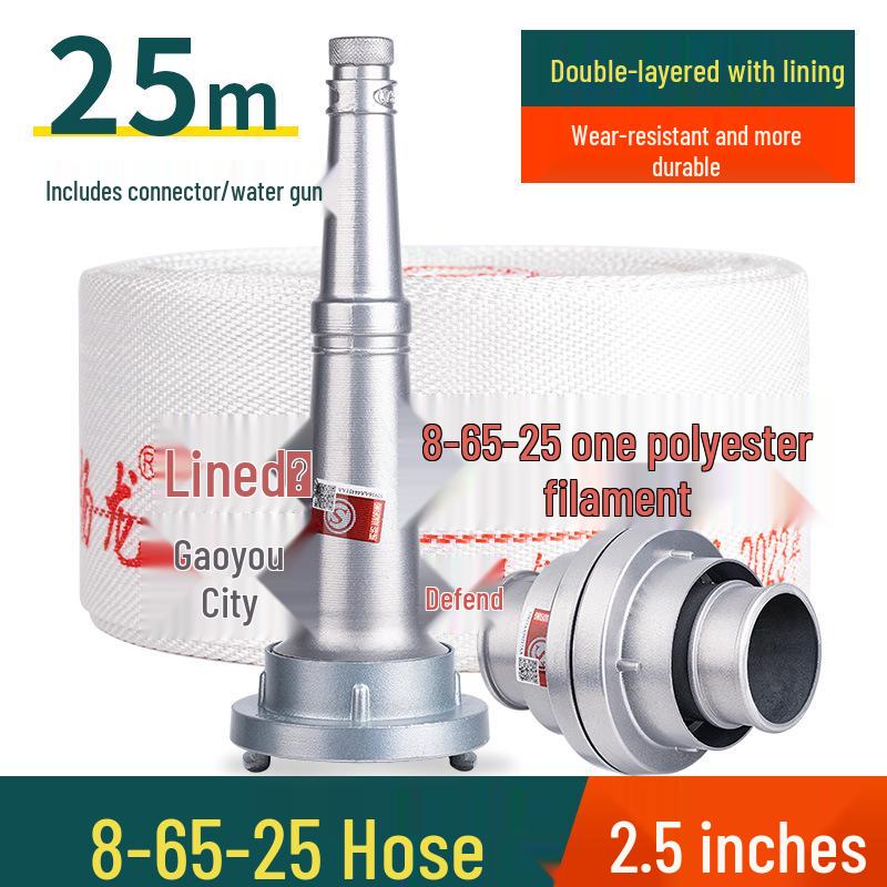 2,5-Zoll Typ 8 Hochdruck-Feuerwehrschlauch, 65 Nationalstandard, Erhältlich in 20/25 Metern, mit Polyurethan-Wasserschlauch, Tasche und Pistolenkupplung