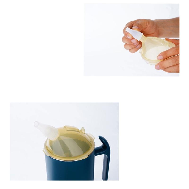 Reusable Drinking Cup 400ml Spill Proof Straw Cup with Handle and Lid For Elderly Kids Bedridden Users 304 Steel Designs
