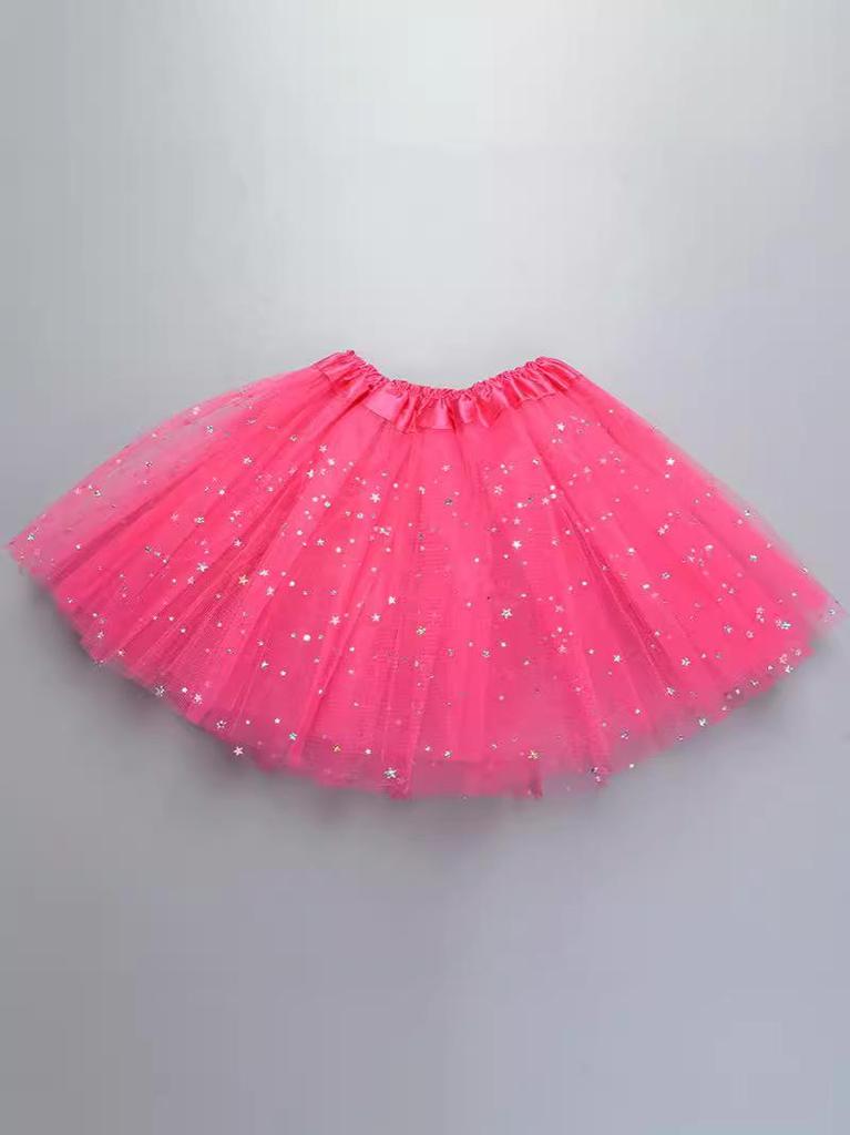 Children's Three-Layer Puffy Tutu Skirt with Sequins