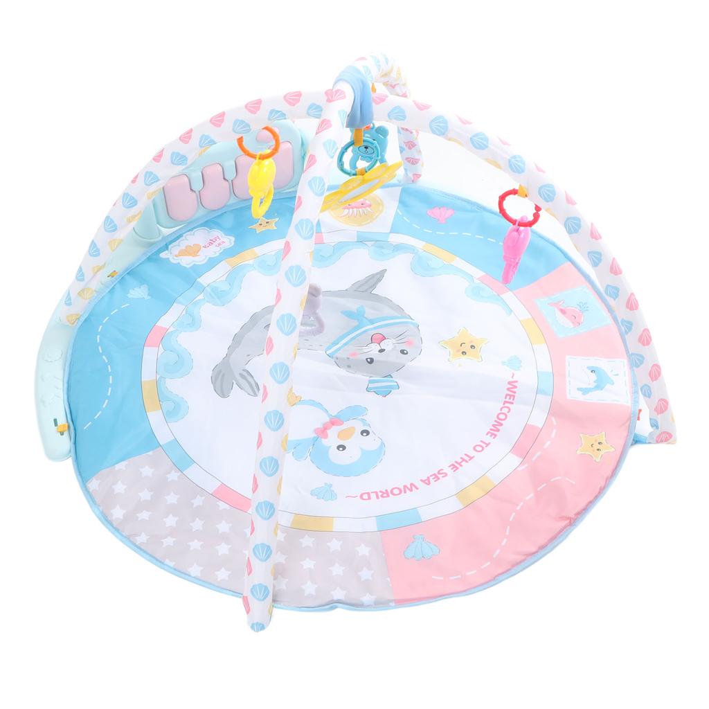 Baby Gym Mat Multifunctional Early Education Light Round Music Piano Playmat for Toddlers