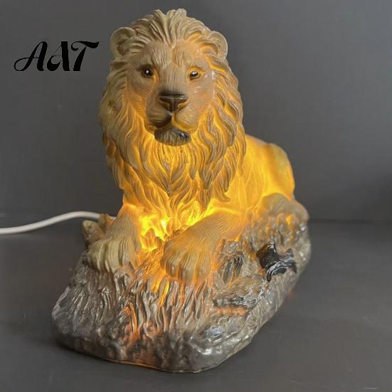 Cute Bedside Nightlight for Bedroom 3D Animal LED Night Light, Resin Dolphin Owl Lion Sculpture Table Light Kids Lamp, USB Desk Decor