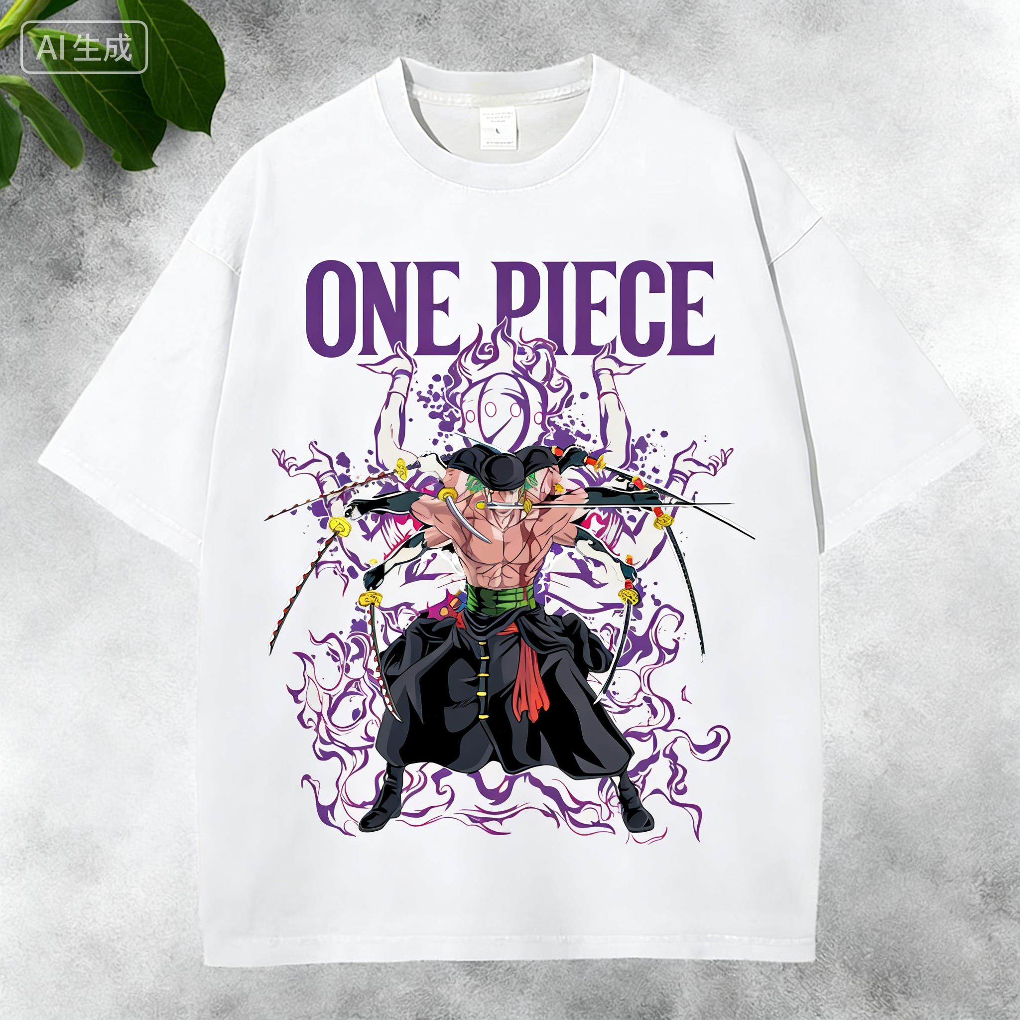 

Anime Retro Washed Shirt 2026 Unisexs and Womens Summer One Piece Anime Cotton Tshirt Comfortable Breathable Highquality Ins XL