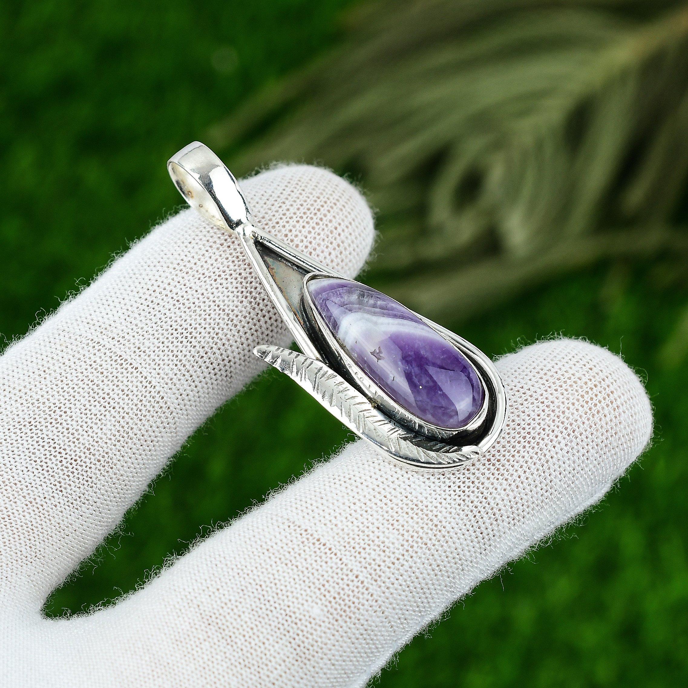 

Свадебный подарок для нее Подвеска из серебра 925 пробы с натуральным аметистом шеврон