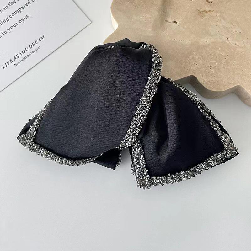 Elegant Hepburn-Style Rhinestone Bow Hair Clip – Large Shark Claw, 2024 New Design