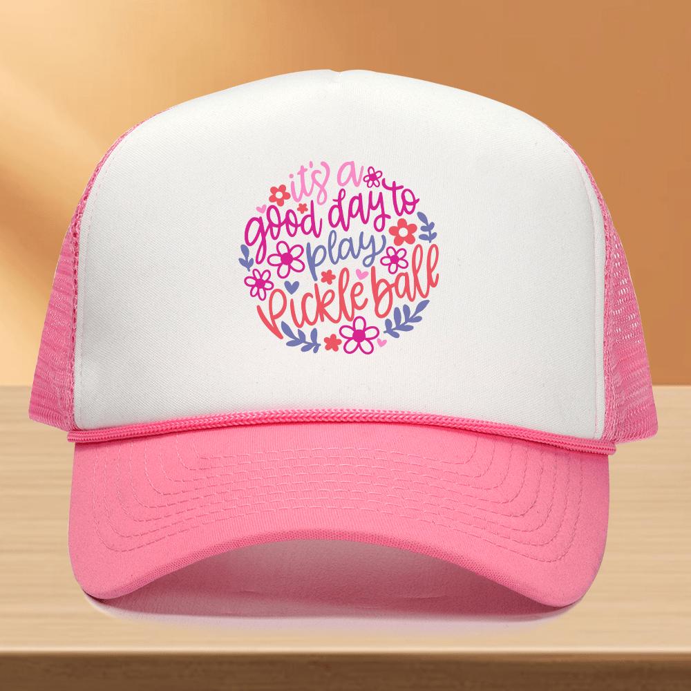 Its A Good Day To Play Pickleball Trucker Hat Breathable Mesh Cap Casual Unisex Adult Headwear One Size