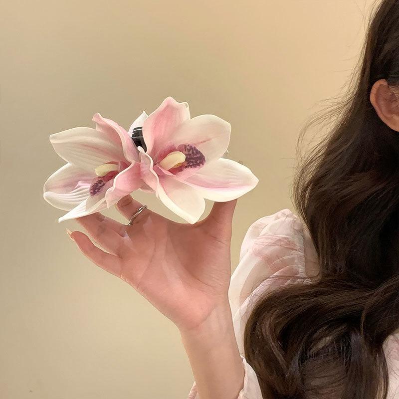 Simulated Flower Hairpin For Women Girls Seaside Holiday Hair Claw Temperament Shark Clip Exquisite Hair Accessories Gifts