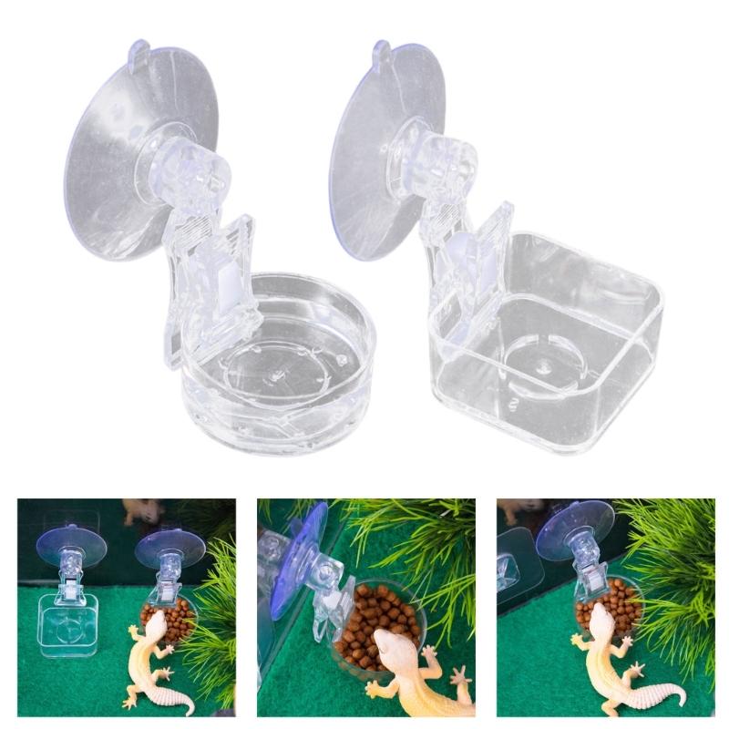 Reptiles Feeding Bowl Water Dish With Secure Suction Cup Safe Plastic Habitat Feeder Dish For Lizards Snakes Amphibians