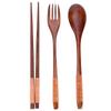 3 Pcs/Set With Thread Wooden Chopsticks Set Reusable Portable Tableware Set  Home Use