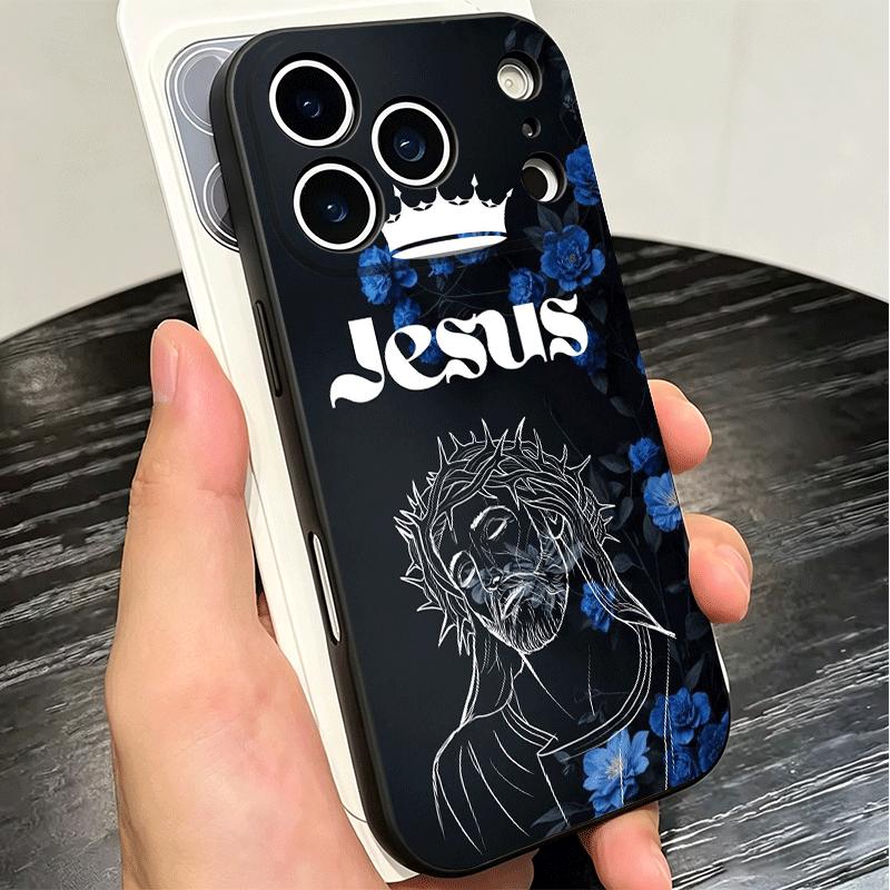 God Jesus Pray Cross Bible Soft Phone Case for iPhone 16 16E 17 Air 15 Pro Max 14 Plus 13 Mini 11 12 7 Black Cover Back Shell