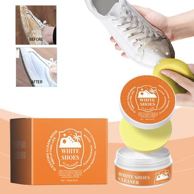 Cremă de curățare multifuncțională pentru pantofi albi cu pastă de curățare pentru pantofi cu burete Pantofi blând și care nu dăunează Detergent pentru pantofi albi fără spălare