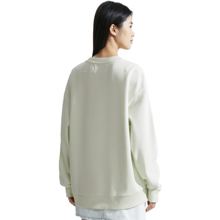 Calvin Klein Casual Fashion Space Pattern Pullover Crew Neck Long Sleeve Sweatshirt Women tops Light-Green J222490-LCE