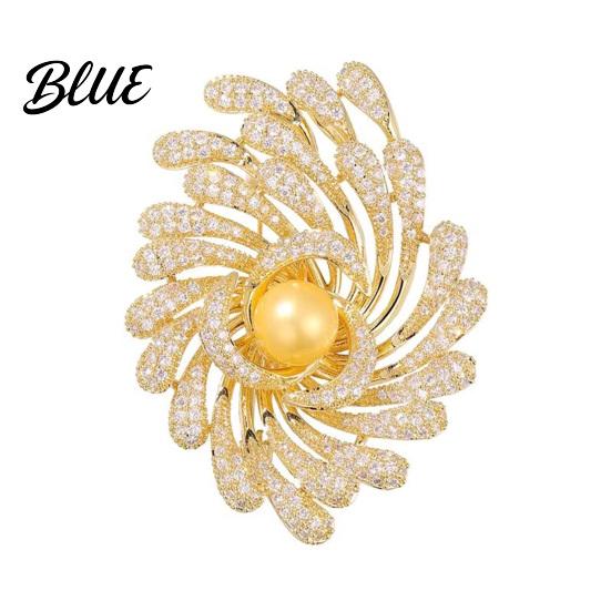 Irregular Design Lapel Pin Women Brooch Rhinestones Imitation Pearl Inlay